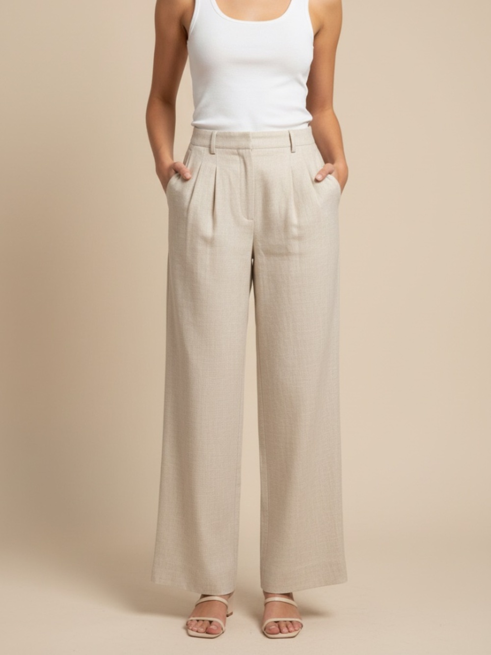 Wide Leg Pleated Trouser Pants by Main Strip